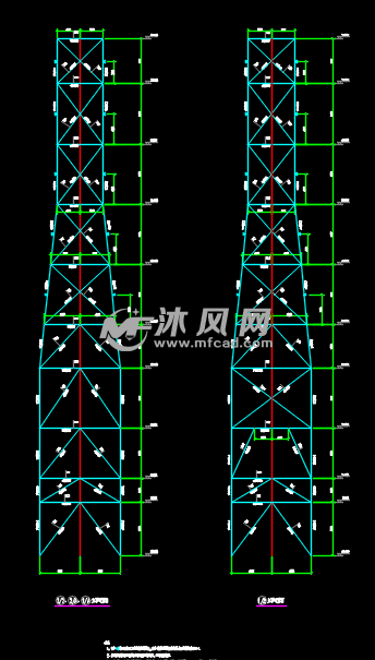 某地小型77米烟囱塔架钢结构图纸