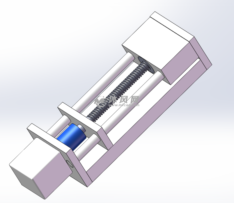 双光轴滚珠丝杠滑台solidworks建模动画运动丝杆步进电机控制含参数可