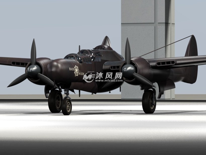 美国p61b黑寡妇战机建模autocad制作
