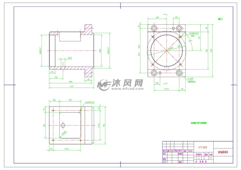 c联轴器箱体-钻4x9mm孔钻模夹具