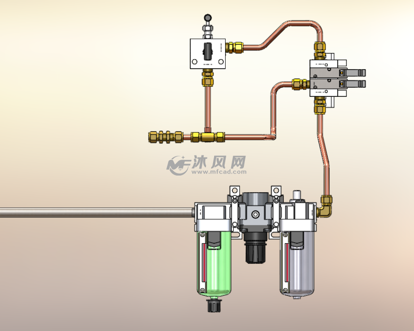 简单非标自动化气源气动气路3d设计