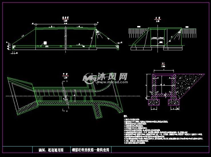 涵洞,通道通用图(钢筋砼铰接明板涵)