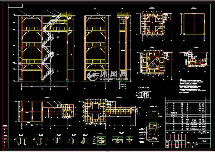 钢结构塔架井架cad设计图