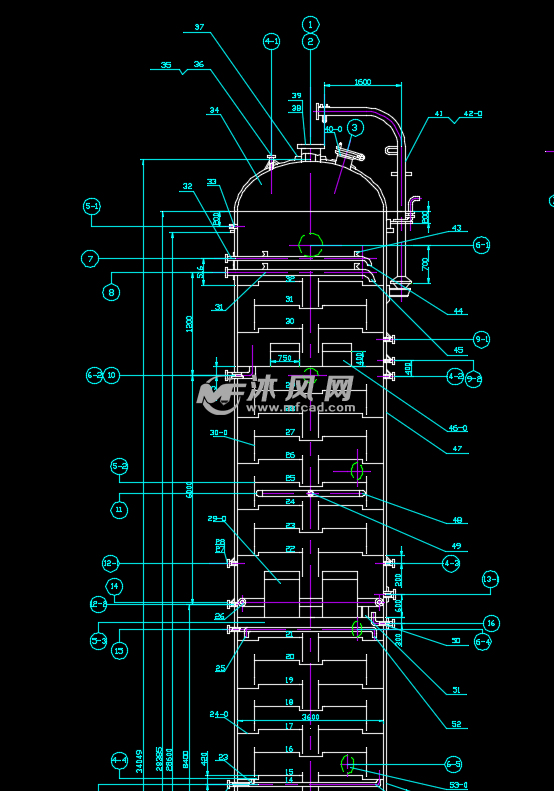 焦化装置分馏塔cad设计图
