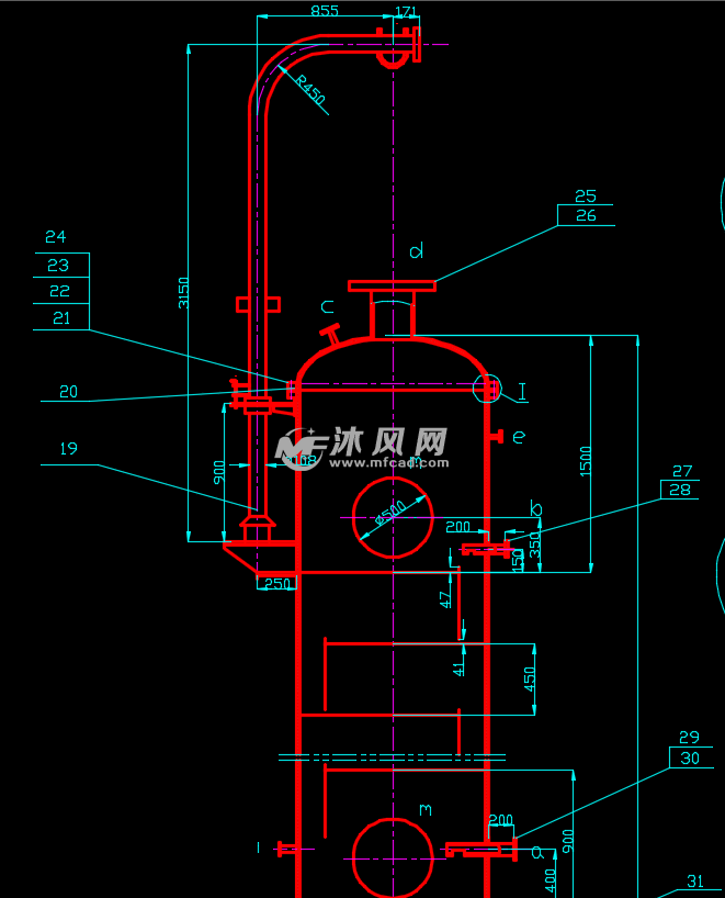 苯-甲苯物系板式精馏塔cad设计图