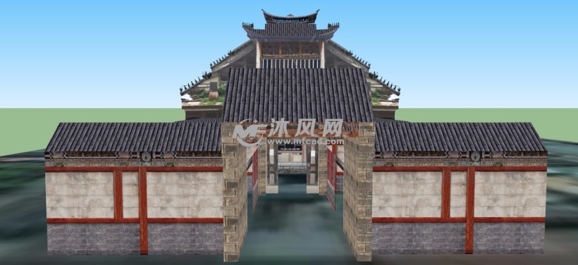 济南升阳观题壁堂戏台古建筑三维模型