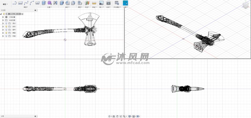 复联3雷神武器风暴之锤 - 零部件模型图纸 - 沐风网