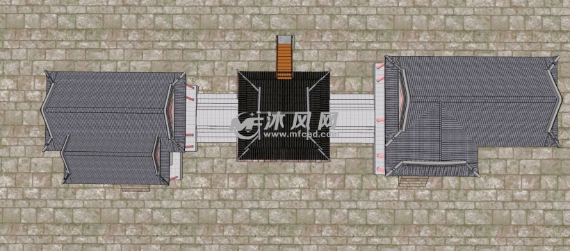 古戏院戏台大舞台古建筑三维模型