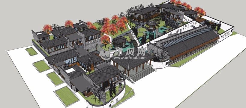 仿苏州园林古建筑景观庭院设计三维模型
