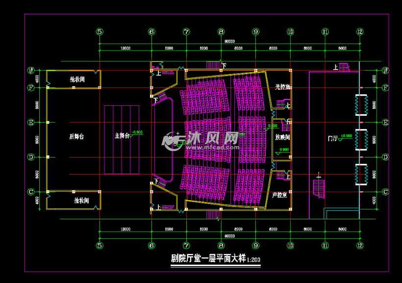 cad图纸 建筑图纸 观演建筑图纸 影视剧院图纸 平面图