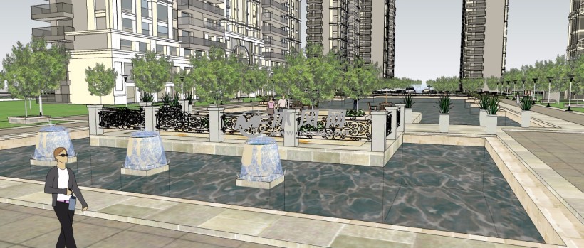 南京某小区公园广场水景规划设计三维模型