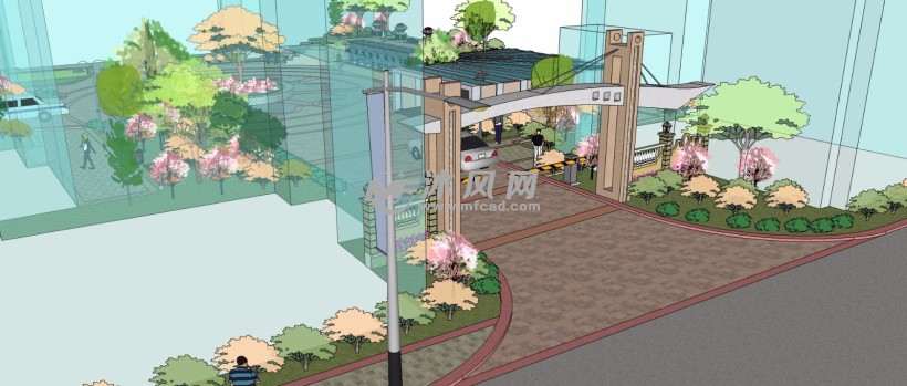 小区公园广场岗亭大门入口三维模型
