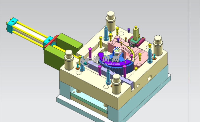 齿轮圆弧抽芯塑胶模具3d结构