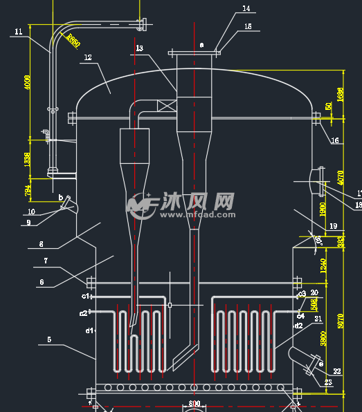 流化床反应器cad图 通用设备图纸 沐风网