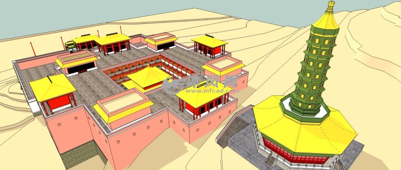 宗镜大昭庙寺庙宫殿古建筑三维模型