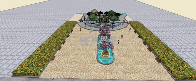 水景公园广场配景设计三维模型