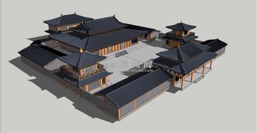 山门寺庙宫殿古建筑三维模型