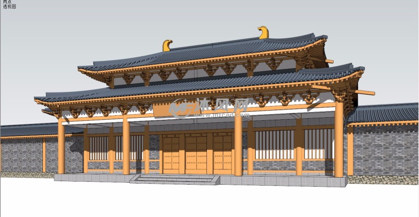 山门寺庙宫殿古建筑三维模型