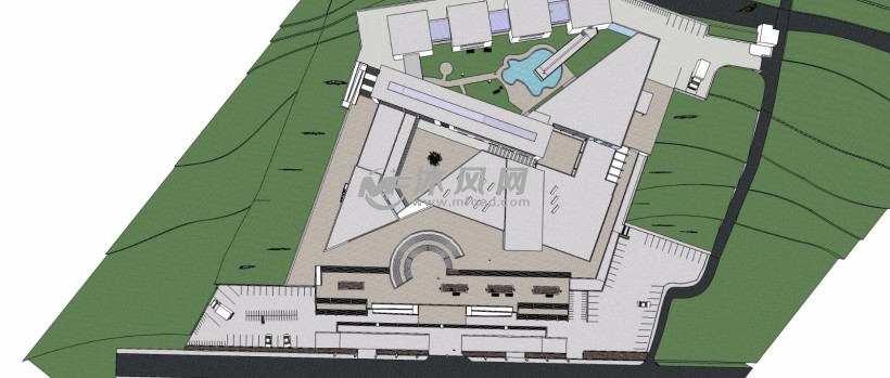 坡地茶艺博物馆会展中心三维模型