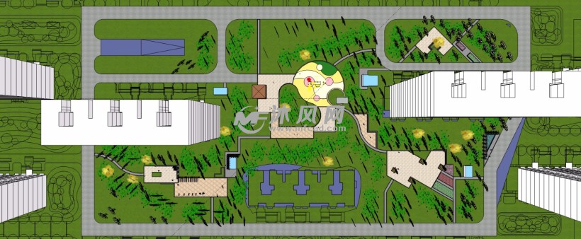 住宅小区公园广场绿化设计俯视图图片