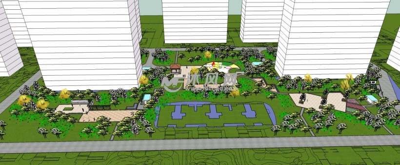 住宅小区公园广场绿化设计三维模型