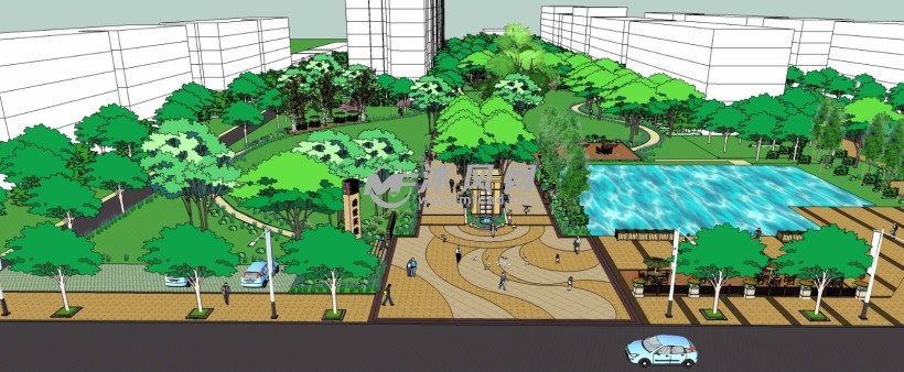 盛世英煌住宅小区公园广场设计三维模型