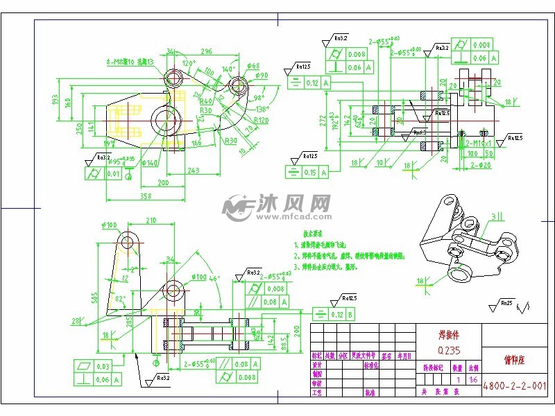 凿岩机械钻臂设计cad图纸