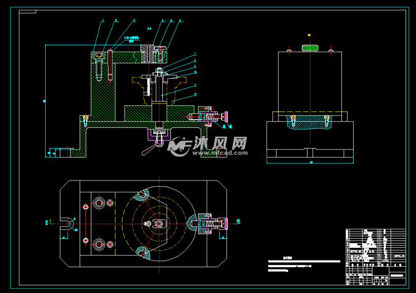 k151法兰盘3x12孔加分度盘夹具装配图