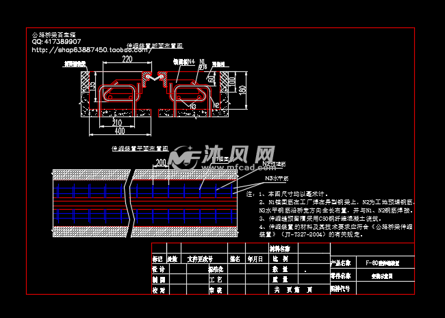 桥梁设计中8种型号伸缩缝安装示意图