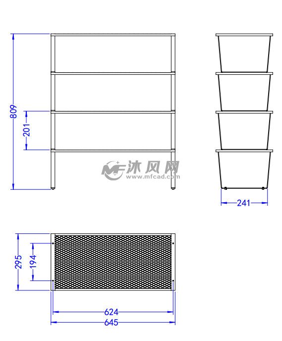 4层堆叠置物架尺寸