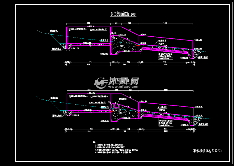 底格栏栅坝取水口