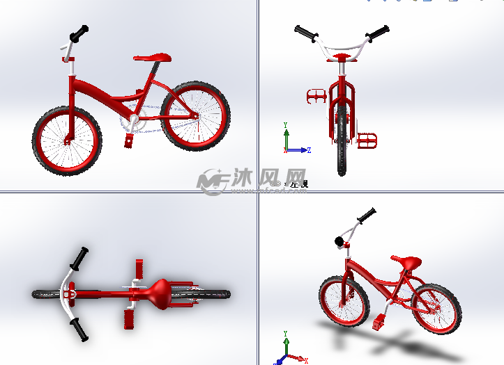 女士自行车设计模型三视图