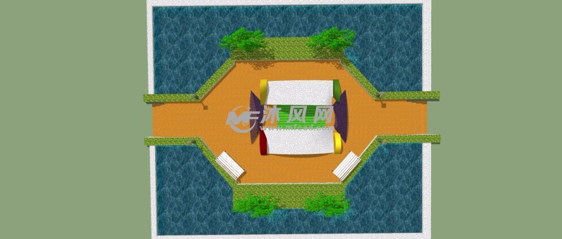 五人足球场体育场小型公园三维模型