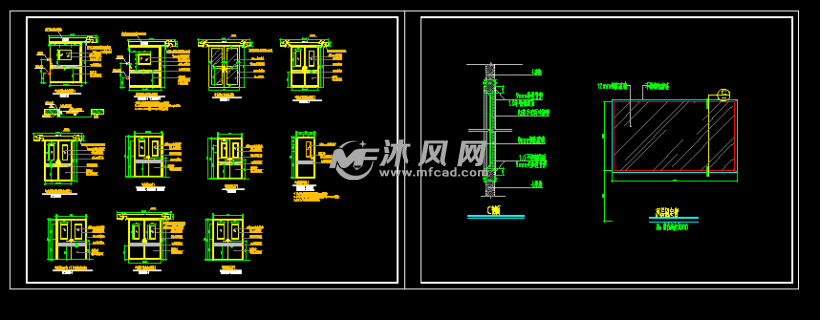 电动门,平开门,固定窗大样图通用 - cad建筑图纸