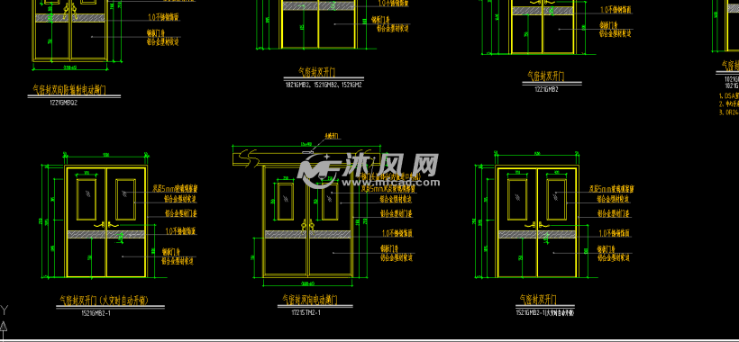 电动门,平开门,固定窗大样图通用 - cad建筑图纸