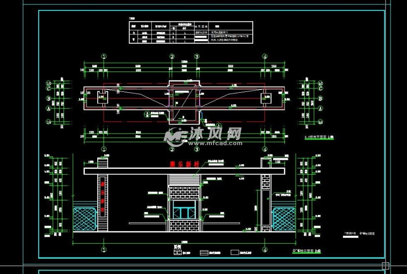 单层警卫室大门建筑设计施工图