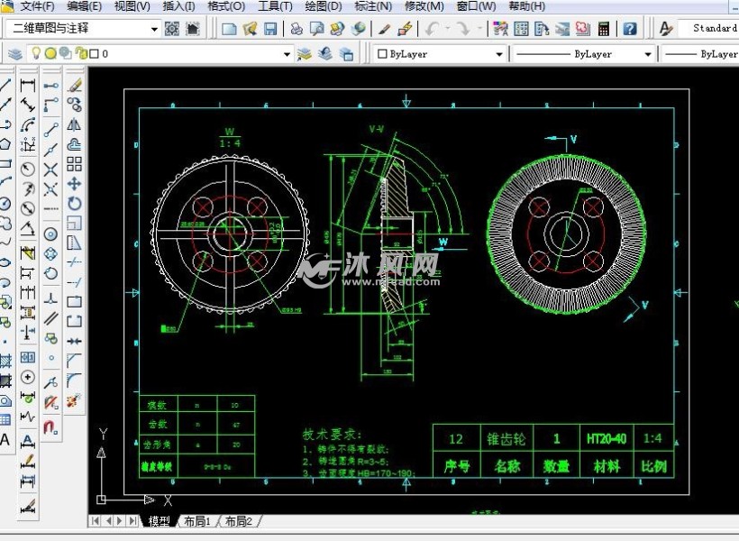 锥齿轮启闭器二维图纸