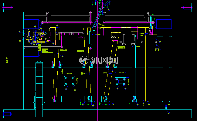 斜顶跑水路柜机空调外壳面板模具