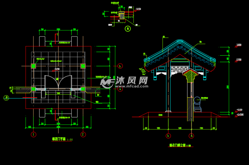 某公园仿古四合院建筑及结构图