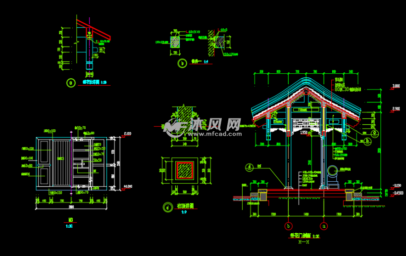 某公园仿古四合院建筑及结构图