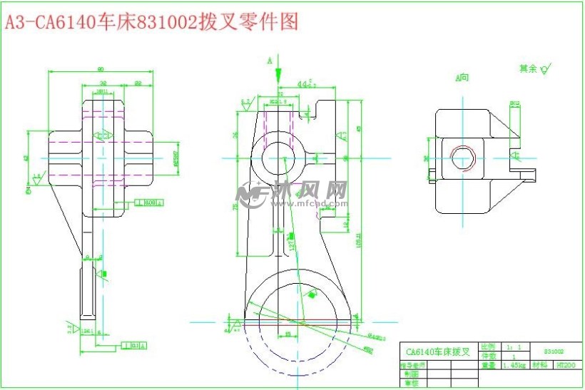 a3-ca6140车床831002拨叉零件图