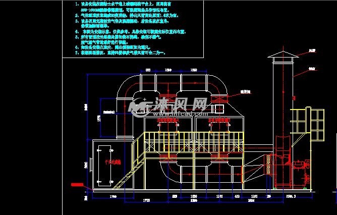 vocs废气处理2万风量催化燃烧装置图纸