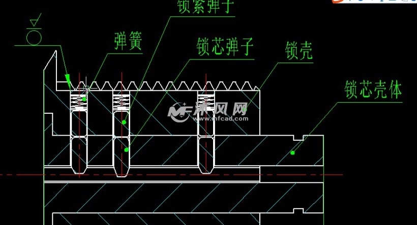 双排弹子锁模型图