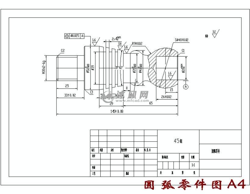 轴圆弧零件的车m30×2外螺纹夹具设计及加工工艺规程装备