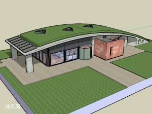 现代绿色环保建筑平房住宅三维模型
