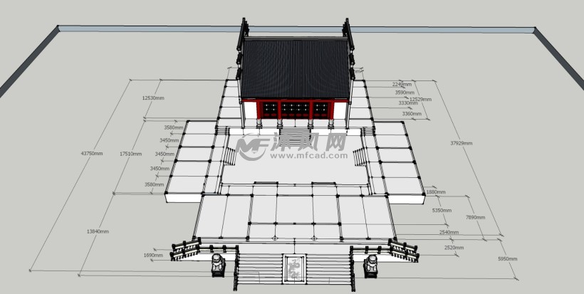 徽式祠堂祖殿组件 - 中外古建筑模型图纸 - 沐风网