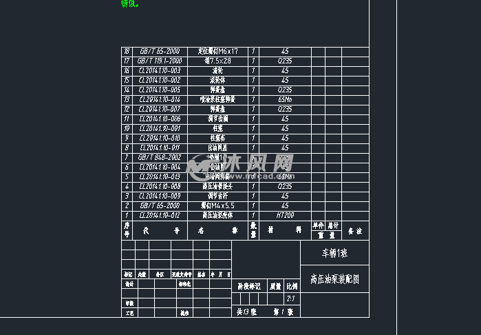 装配图标题栏明细