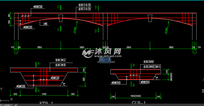 弧形梁结构大样图 - 详图,图库图纸 - 沐风网