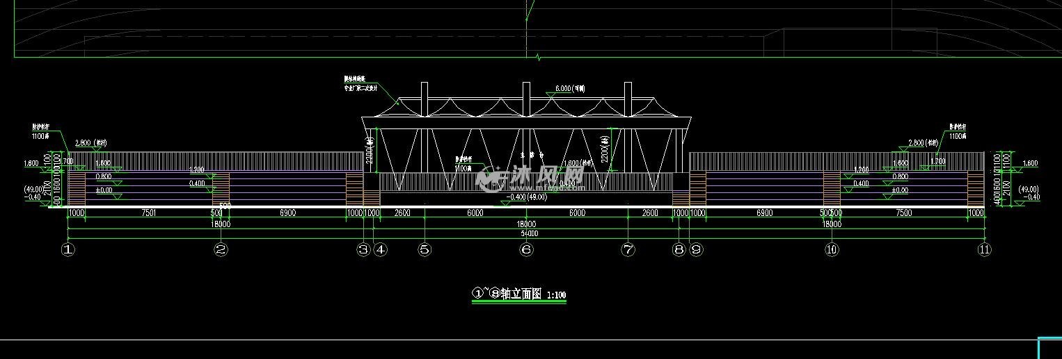 东方红小学1层运动场看台建筑设计施工图