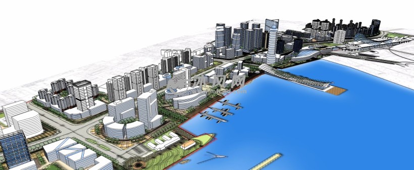 城市新区公园街道规划设计三维模型